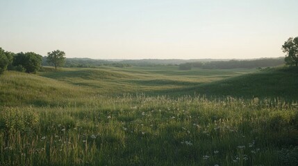 Serene Green Meadow Under Clear Sky