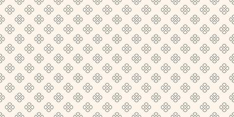 Vector minimal floral geometric seamless pattern. Subtle minimalist black and white abstract background with small outline flowers. Simple modern ornament texture. Monochrome repeated linear design