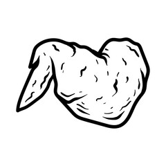 chicken wings isolated drawing coloring line art style sketch classic vintage design illustration