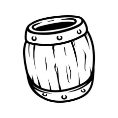 wooden barrel wine isolated drawing coloring line art style sketch classic vintage design illustration