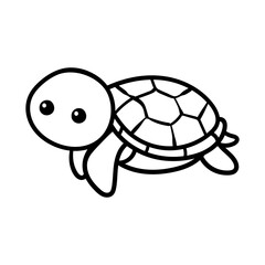 fun cartoon character of turtle isolated drawing coloring line art style sketch classic vintage design illustration
