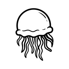 fun cartoon character of jellyfish isolated drawing coloring line art style sketch classic vintage design illustration