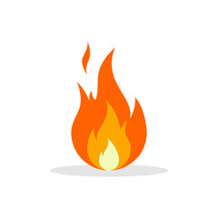 Fire, flame icon in flat design. Blaze, burn sign symbol
