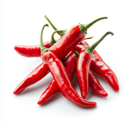 Set of chili peppers, red and hot peppers isolated on white background.