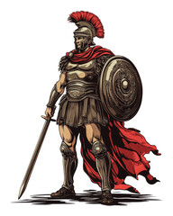 Obraz premium PNG Roman soldier in traditional armor standing proud