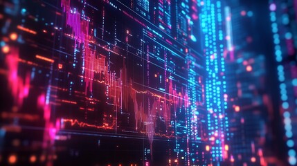 Abstract Digital Interface with Neon Lights