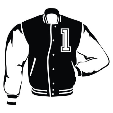 black and white varsity jacket clip art preview