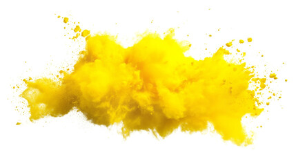 Yellow smoke and sand explosion transparent background
