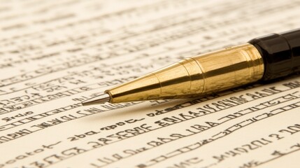 Elegant Pen Close-Up on Written Notes