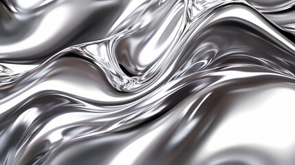 Abstract silver metallic liquid flow with iridescent highlights. Abstract Liquid Art. Illustration