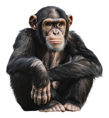 PNG Calm chimpanzee on neutral backdrop
