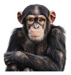 Fototapeta premium PNG Thoughtful chimpanzee in natural light