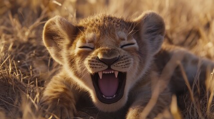Obraz premium Playful Lion Cub in Natural Habitat