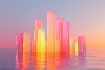 Fototapeta premium Dreamy Abstract Cityscape: Ethereal Colors Reflected on Water
