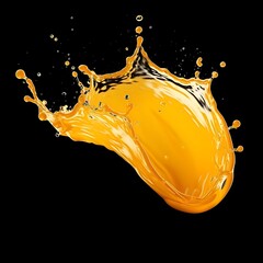 A splash of vibrant orange liquid against a black background.