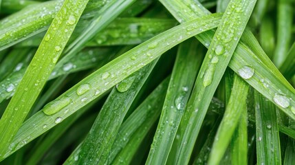 Fresh Green Grass with Water Droplets