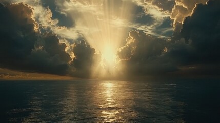 Golden Rays Over Calm Ocean Waters