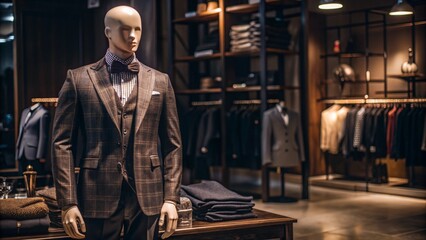 Obraz premium Contemporary Retail Fashion Display Featuring Stylish Mannequins