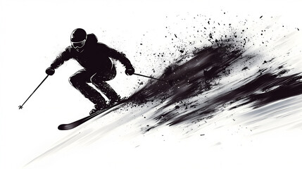 silhouette of a skier on slope