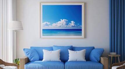 Bright Living Room with Ocean View Artwork