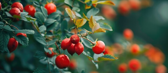 Obraz premium Rosehip Flowers Blooming in Nature