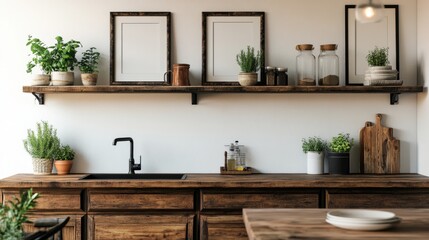 Modern Rustic Kitchen with Plants and Decor