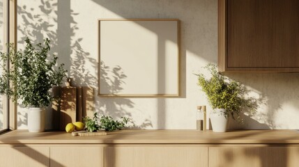 Bright Kitchen with Minimalist Decor and Greenery