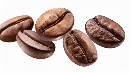 Obraz premium coffee beans floating isolated on white background