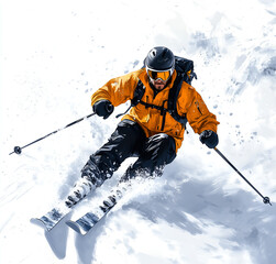 skier on the slope on the mountains