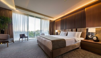 interior of a modern hotel bedroom