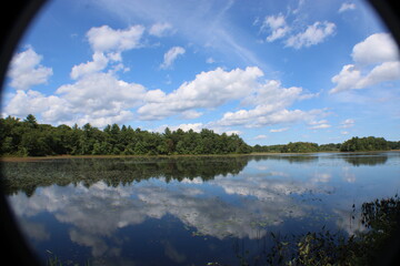 reflection of clouds on the lake