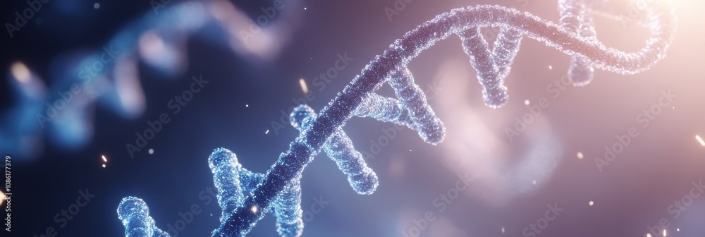 Fototapete A magnificent view of a blue DNA molecule highlighted by soft lighting, emphasizing its complex structure and scientific significance. Generative AI