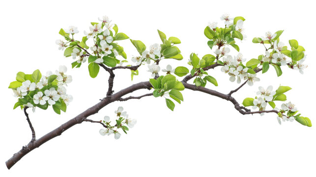 Blooming tree branch transparent background