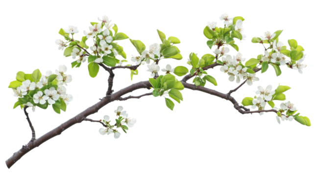 Blooming tree branch transparent background