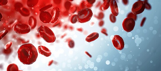 Red and White Blood Cells Flowing in High Detail