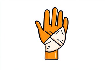 Minimalist icon of a bandaged hand, symbolizing an injury or minor accident