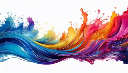 vibrant colorful wave paint splash silhouette isolated on white background for artistic and creative designs
