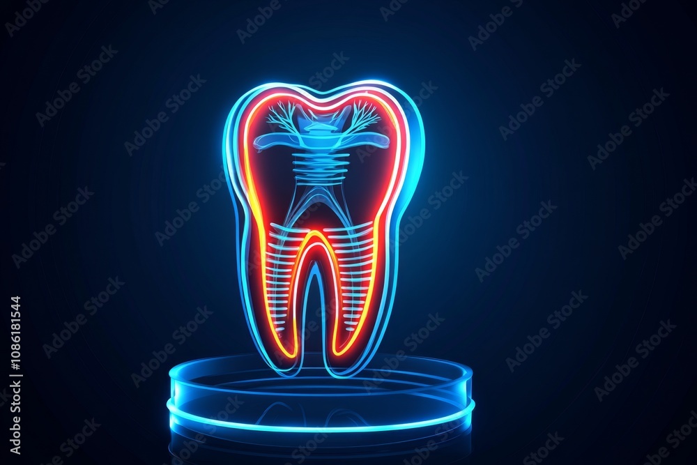 Aufkleber simplified dental x-ray icon with a single tooth and roots in basic line art