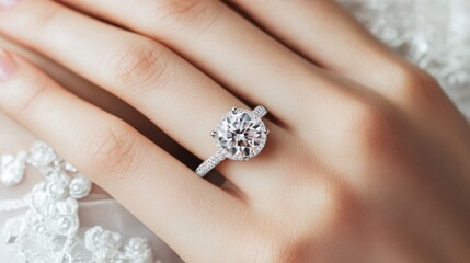 Elegant Diamond Ring on a Delicate Hand