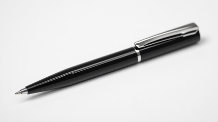 Black Ballpoint Pen on White Background