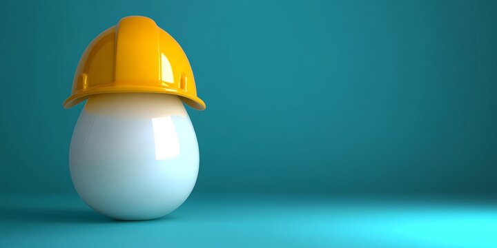 Playful Easter Egg with Protective Hard Hat on Teal Construction Theme