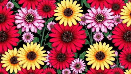 seamless flower pattern with daies and