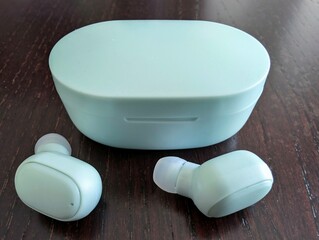 Green wireless earbuds Bluetooth 
