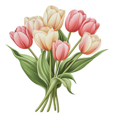 Obraz premium PNG Artful pink and cream tulip bouquet