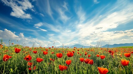 Fototapeta premium Poppy Field Landscape
