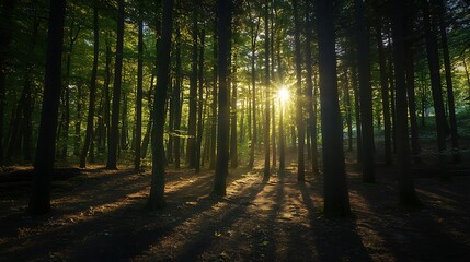 Fototapeta premium Sunbeams in the Forest