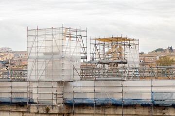 Ponte Sant'Angelo under restoration: Preparations for the Jubilee 2025 in Rome, Italy