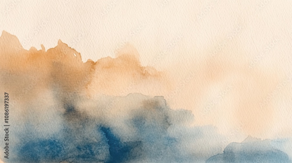 Leinwandbilder soft watercolor textures blend warm and cool tones, creating a calming abstract landscape that inspi