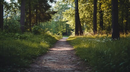 Obraz premium Forest Path Through Lush Greenery