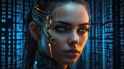 futuristic image of a woman in the matrix style
